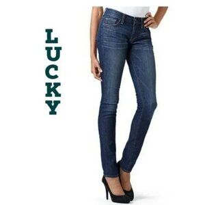 Lucky Ankle Skinny Slim Faded Distressed Medium-Dark Blue Denim Jeans 6 28